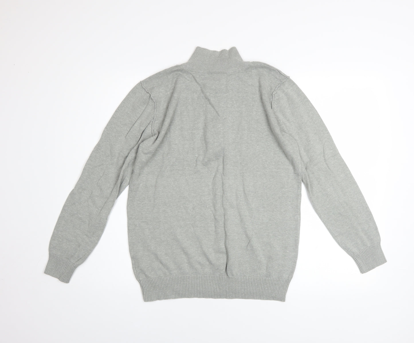 White Label Men’s Grey Henley Jumper Size S High Neck Cotton Acrylic
