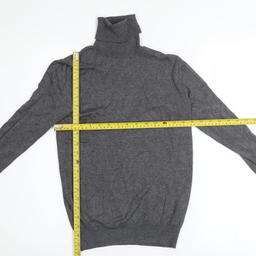 ZARA Women Grey Roll Neck Slim Fit Knit Jumper Size 8