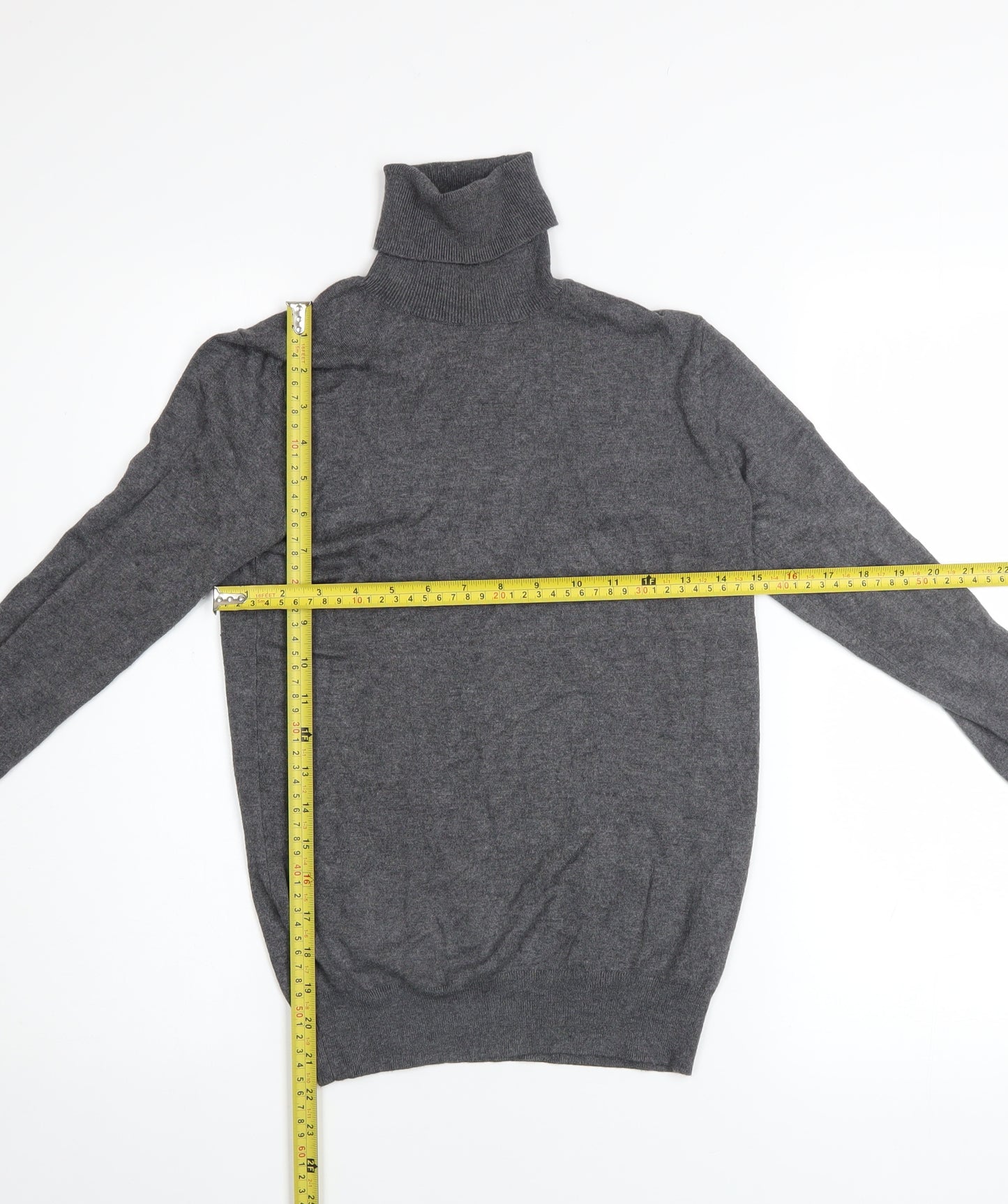ZARA Women Grey Roll Neck Slim Fit Knit Jumper Size 8