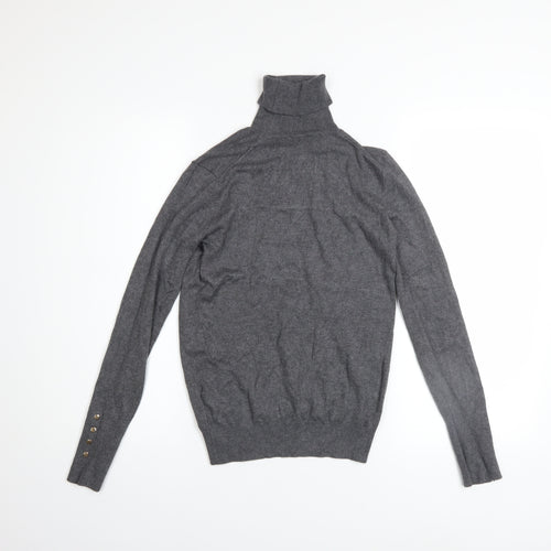 ZARA Women Grey Roll Neck Slim Fit Knit Jumper Size 8