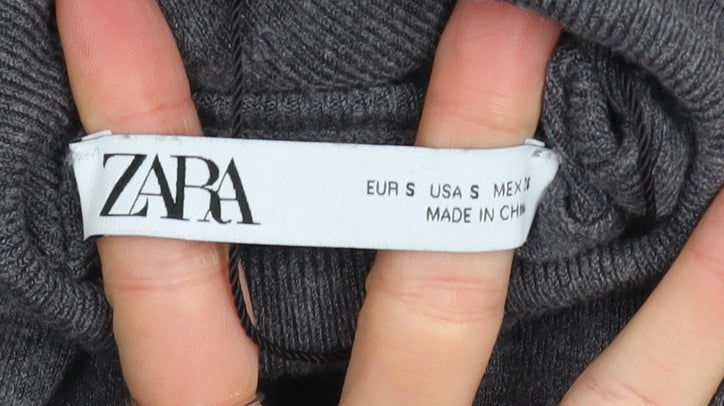 ZARA Women Grey Roll Neck Slim Fit Knit Jumper Size 8