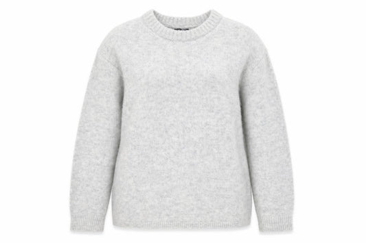 Front view of ASOS DESIGN Women Grey Alpaca Blend Crew Neck Jumper, size 8-10