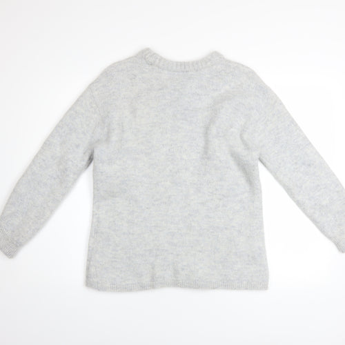 ASOS DESIGN Women Grey Alpaca Blend Crew Neck Jumper Size 8-10