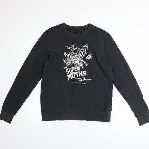 Superdry Womens Black UK 10 Graphic Pullover Sweatshirt