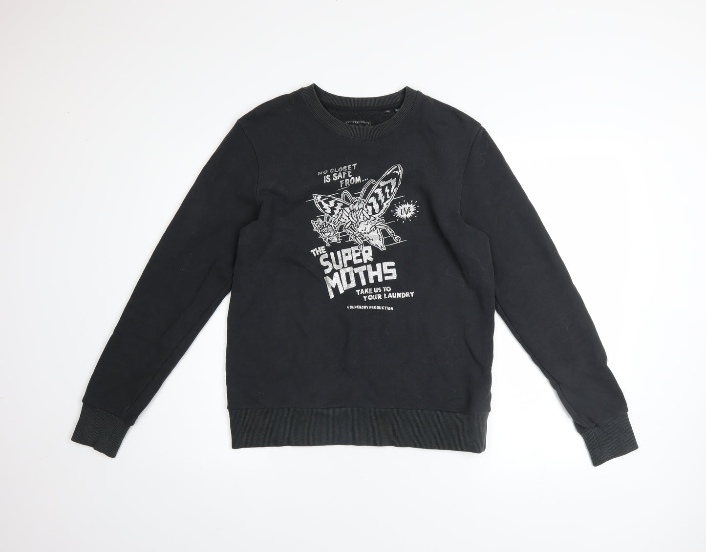 Superdry Womens Black UK 10 Graphic Pullover Sweatshirt