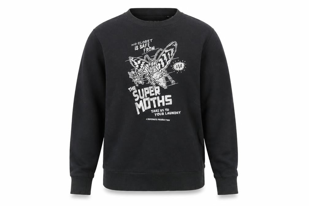 Front view of Superdry women’s black uk 10 graphic pullover sweatshirt