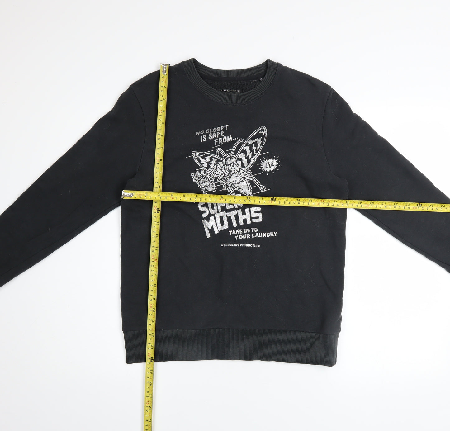 Superdry Womens Black UK 10 Graphic Pullover Sweatshirt
