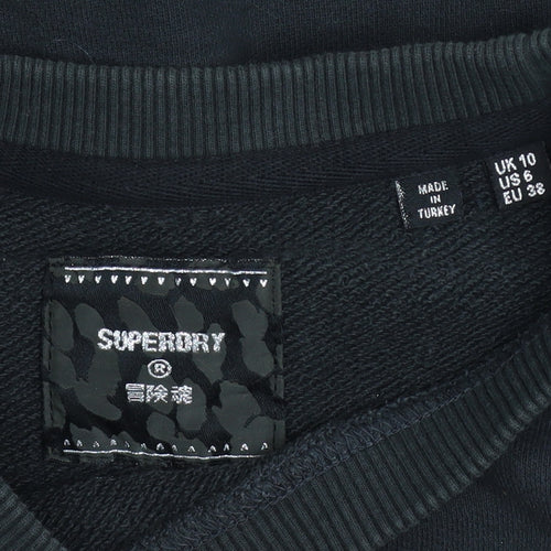 Superdry Womens Black UK 10 Graphic Pullover Sweatshirt