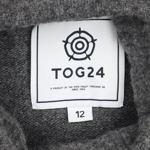 TOG24 Womens Grey Roll Neck Acrylic Knit Jumper Size 12