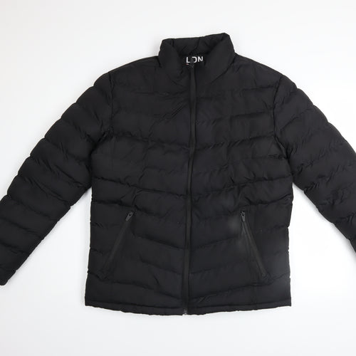 Brave Soul Men's Black Puffer Jacket L Regular Fit Winter Coat