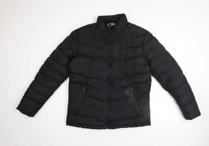 Brave Soul Men's Black Puffer Jacket L Regular Fit Winter Coat