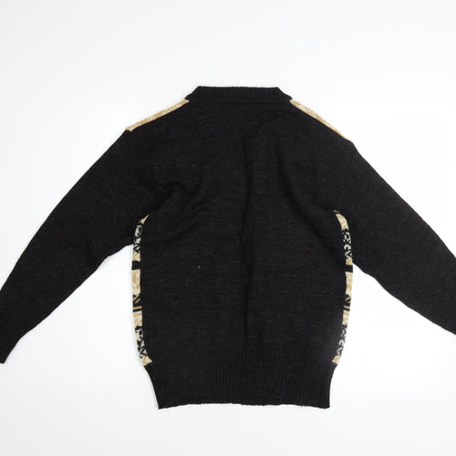 Foster Mens Beige Fair Isle Wool Blend V-Neck Jumper Size L