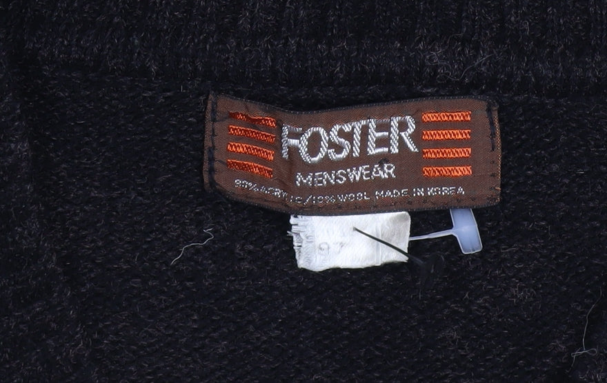 Foster Mens Beige Fair Isle Wool Blend V-Neck Jumper Size L