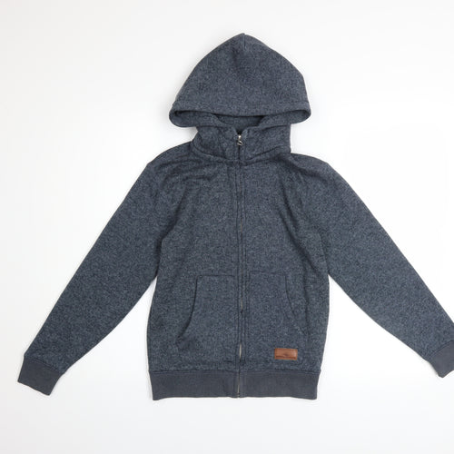 Quiksilver Boys Grey Full Zip Fleece Hoodie Size 12 Years