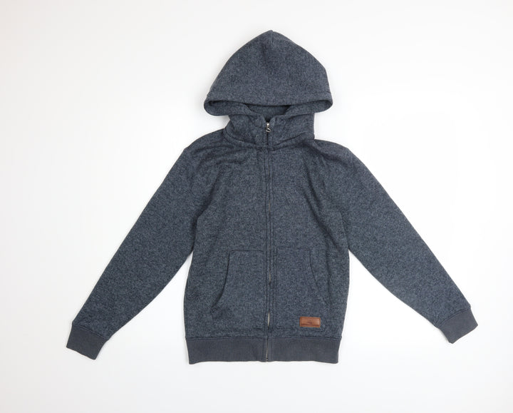 Quiksilver Boys Grey Full Zip Fleece Hoodie Size 12 Years
