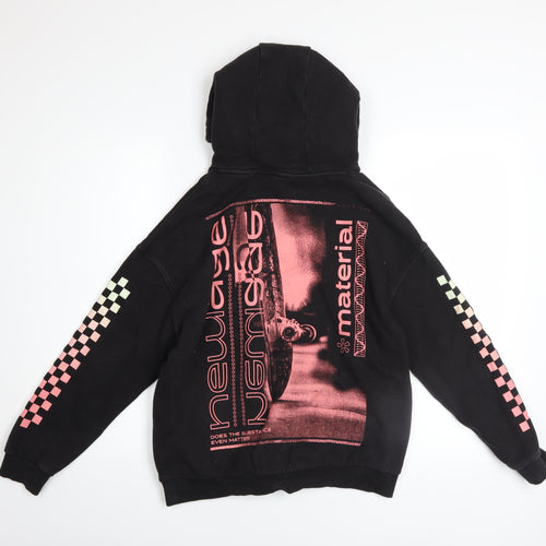 Marks and Spencer Boys Black Graphic Pullover Hoodie 13 Years