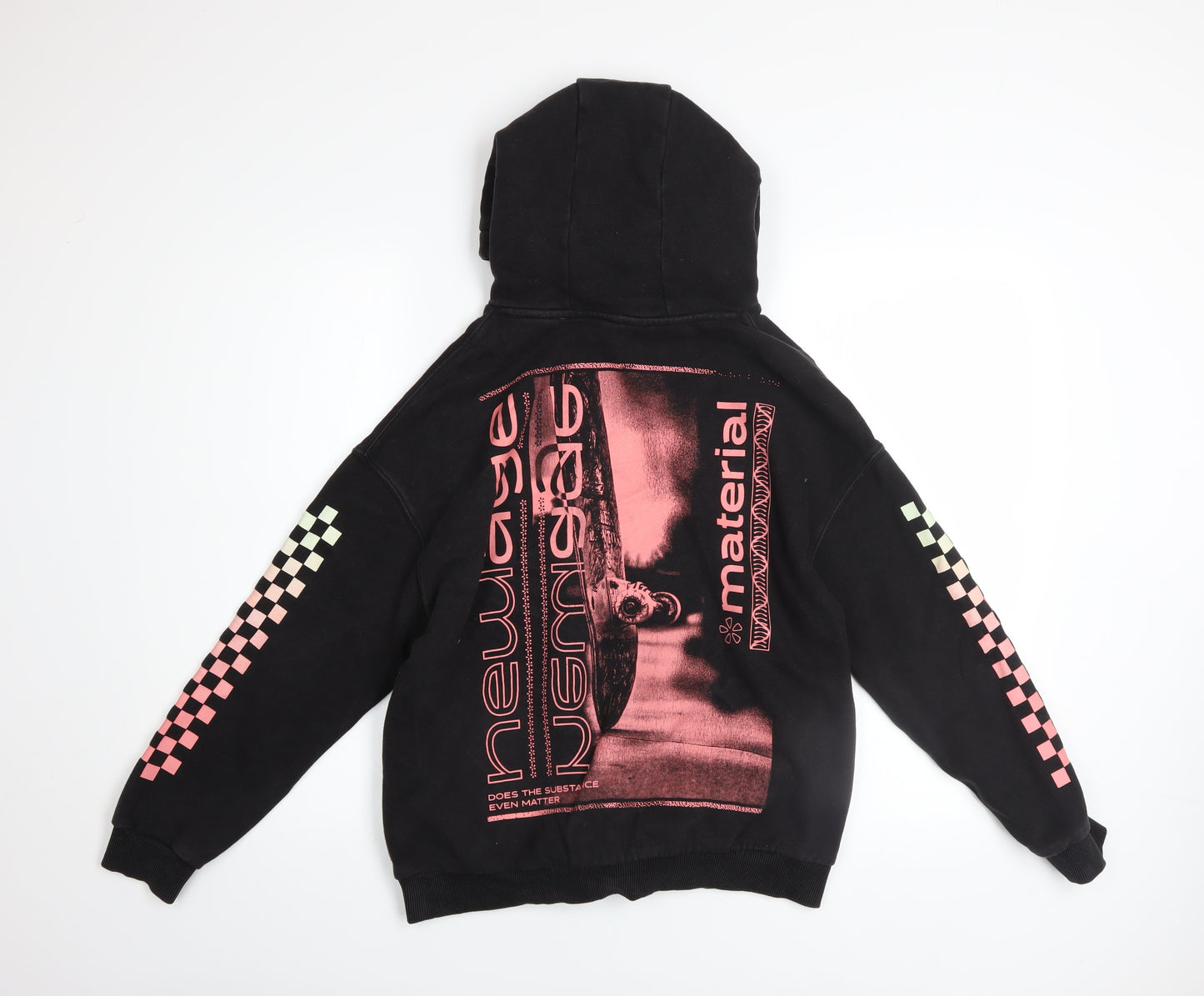 Marks and Spencer Boys Black Graphic Pullover Hoodie 13 Years
