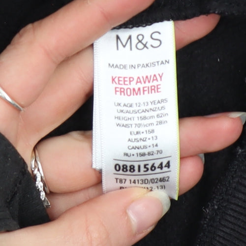 Marks and Spencer Boys Black Graphic Pullover Hoodie 13 Years
