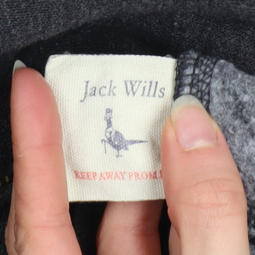 Jack Wills Women's Black Full Zip Hoodie UK 8 Polyester Cotton Blend