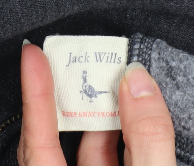Jack Wills Women's Black Full Zip Hoodie UK 8 Polyester Cotton Blend