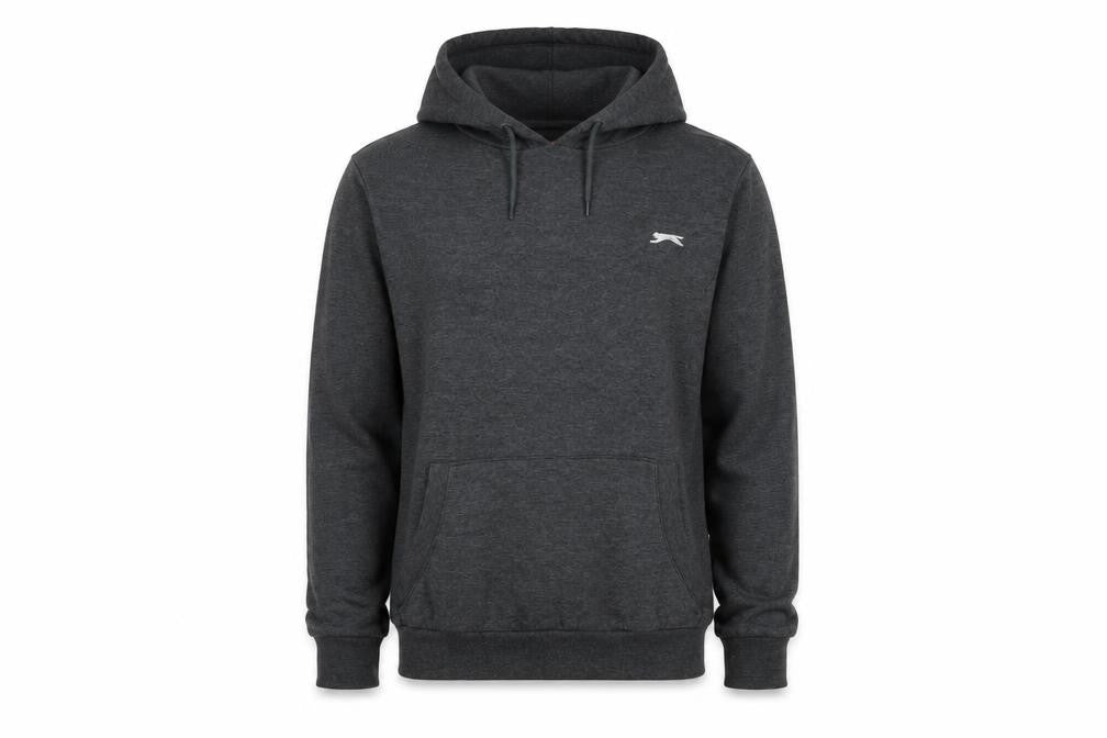 Front view of Slazenger Men's Grey Pullover Hoodie XS Regular Fit Fleece