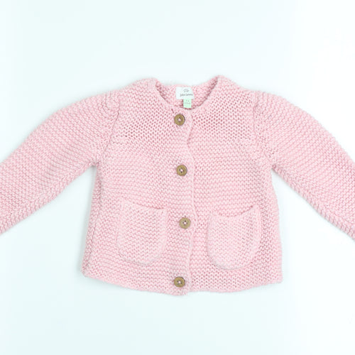 John Lewis Pink Knit Cotton Baby Cardigan 3-6 Months Unisex