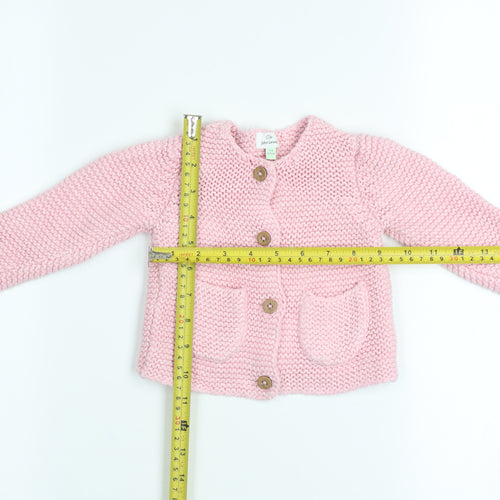 John Lewis Pink Knit Cotton Baby Cardigan 3-6 Months Unisex