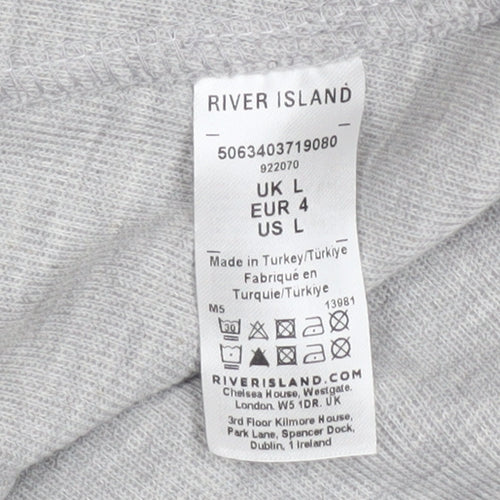 River Island Women’s Grey High Neck Long Sleeve Cotton Blend Jumper Size L