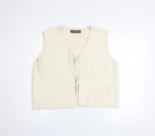 Primark Women Ivory Knit Tie Front Sleeveless Camisole Top L