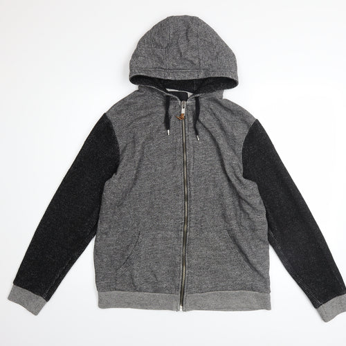 River Island Men’s Grey Full Zip Hoodie Size M Knit Casual