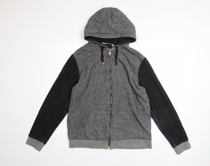 River Island Men’s Grey Full Zip Hoodie Size M Knit Casual