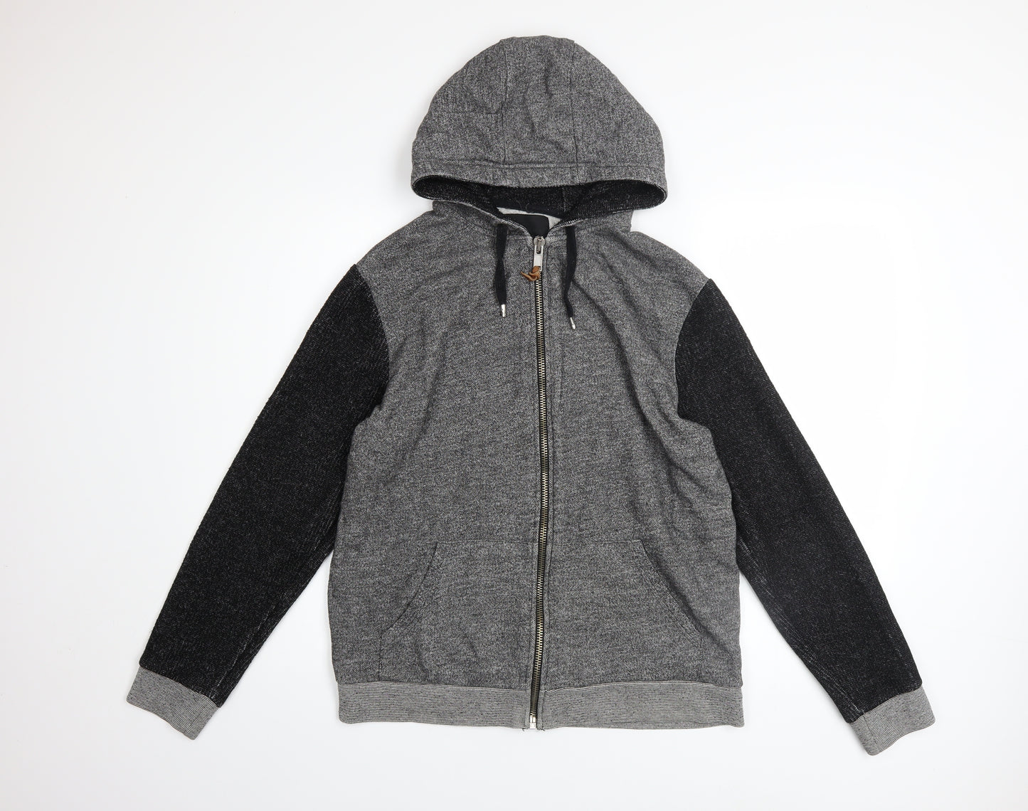 River Island Men’s Grey Full Zip Hoodie Size M Knit Casual