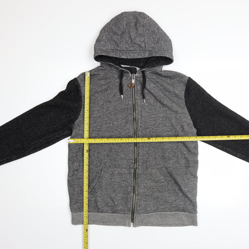 River Island Men’s Grey Full Zip Hoodie Size M Knit Casual