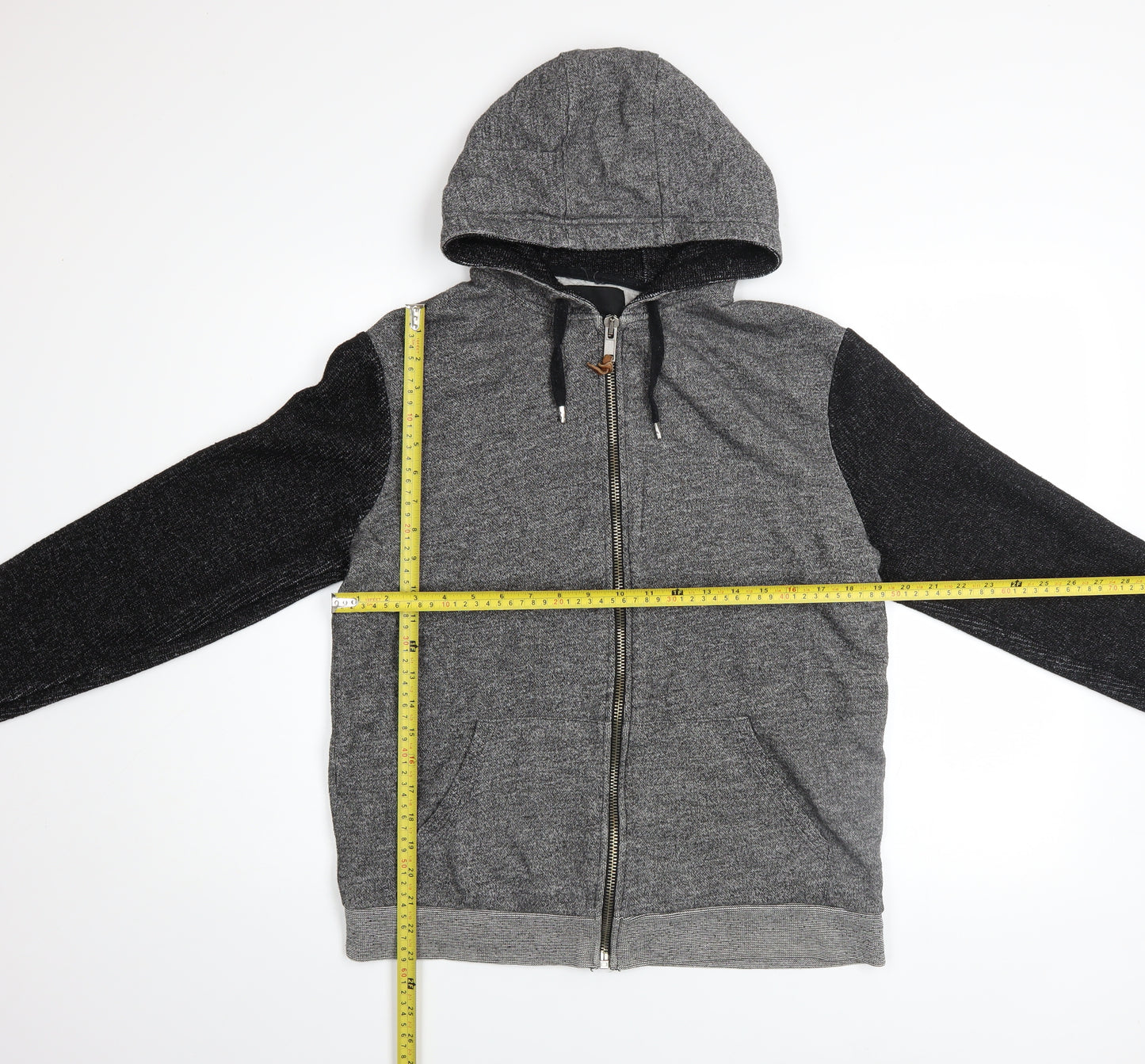 River Island Men’s Grey Full Zip Hoodie Size M Knit Casual