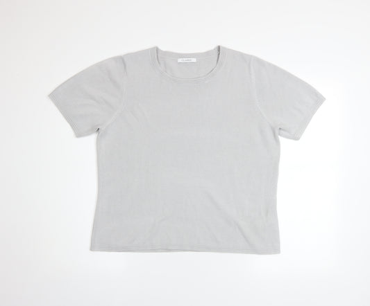 Marks and Spencer Womens Grey Size 16 Knit Short Sleeve Top