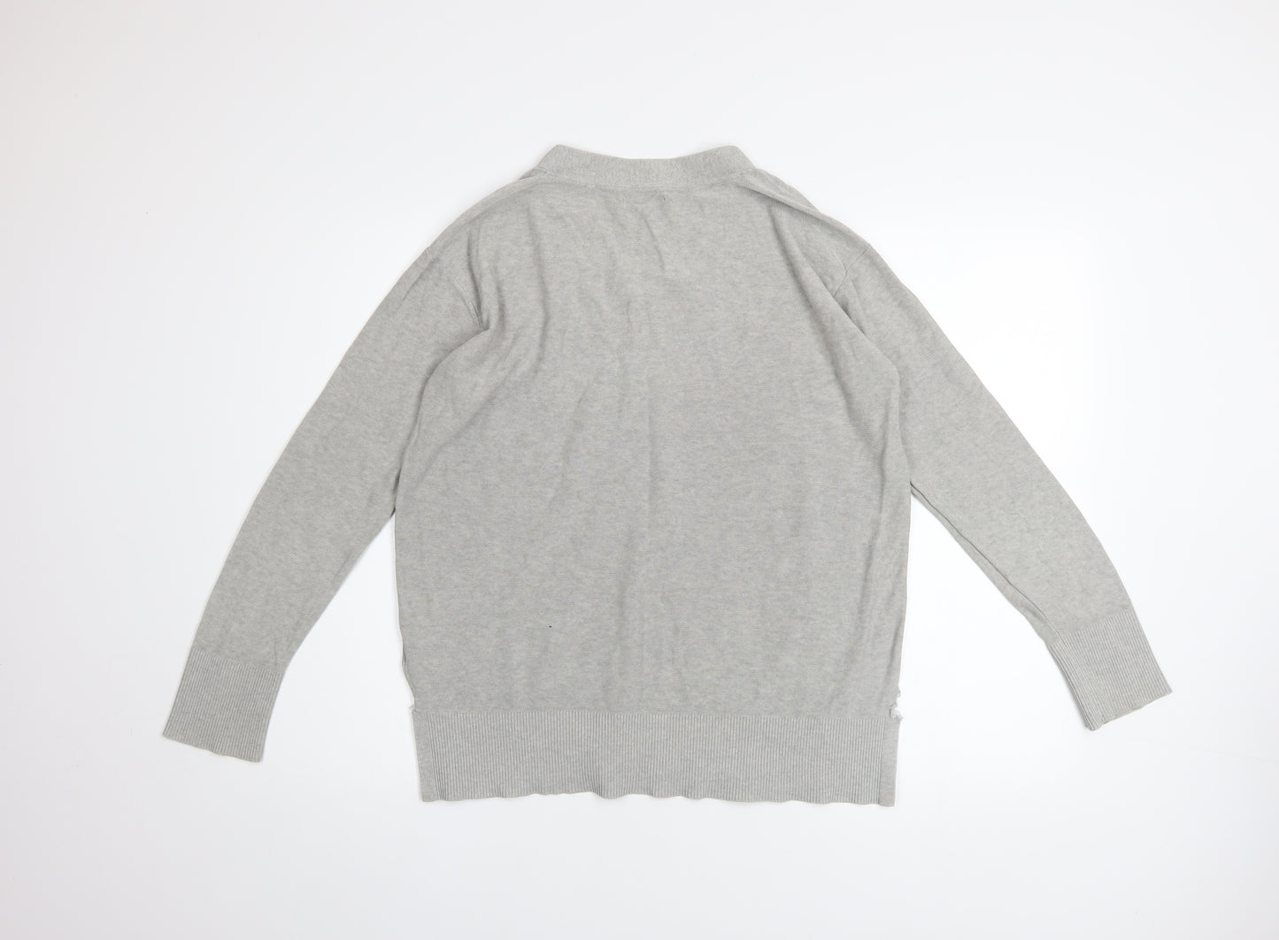 Tommy Hilfiger Men's Grey V-Neck Cotton Pullover Jumper M