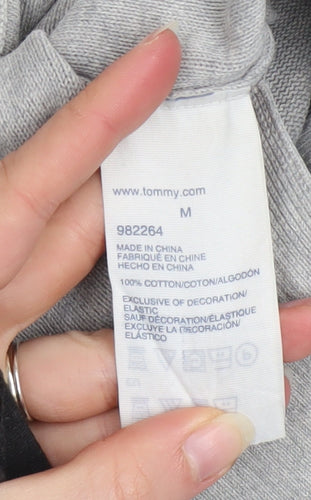 Tommy Hilfiger Men's Grey V-Neck Cotton Pullover Jumper M