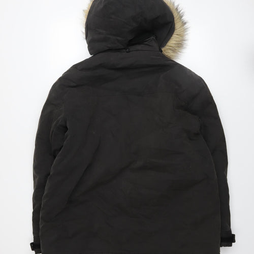 Cotton Traders Men's Black Fur Hooded Parka Jacket M
