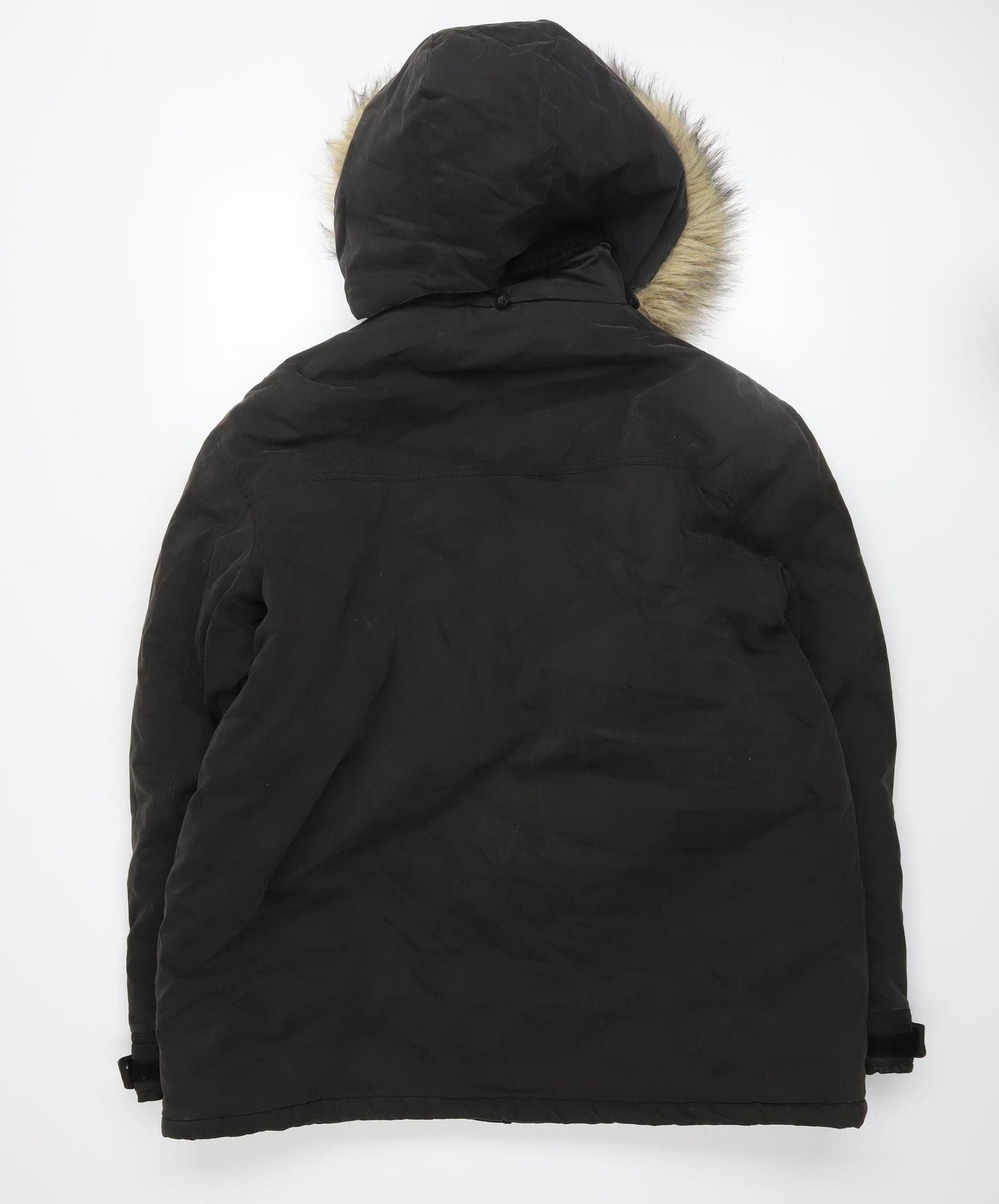 Cotton Traders Men's Black Fur Hooded Parka Jacket M