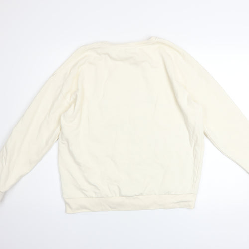 Disney 100 Women Cream Sweatshirt S Mickey Minnie Graphic Pullover