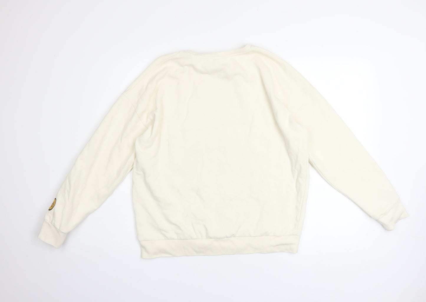 Disney 100 Women Cream Sweatshirt S Mickey Minnie Graphic Pullover