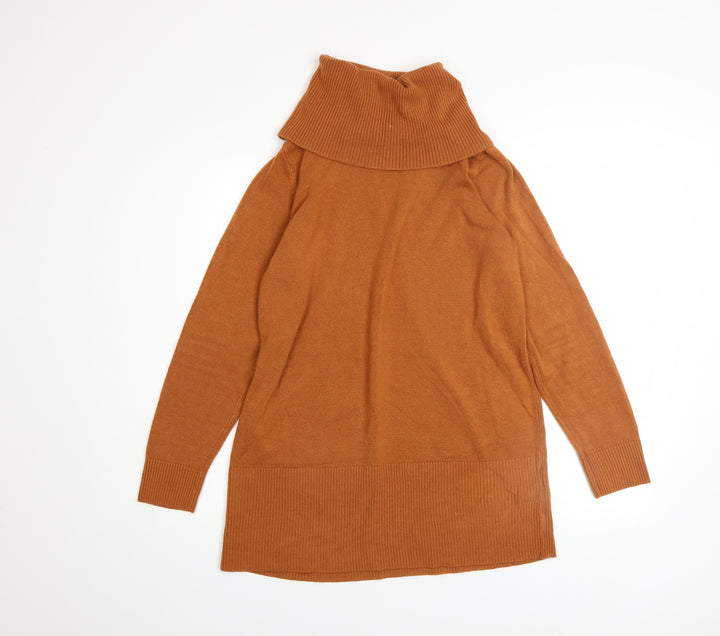 Marks and Spencer Womens Brown Size 14 Roll Neck Long Sleeve Jumper