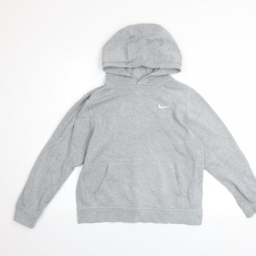 Nike Boys Grey Pullover Hoodie 12-13 Years Fleece Regular Fit