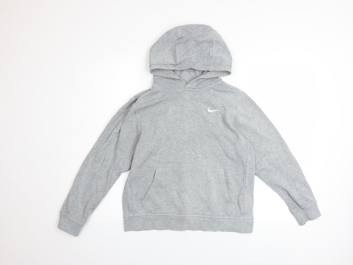 Nike Boys Grey Pullover Hoodie 12-13 Years Fleece Regular Fit