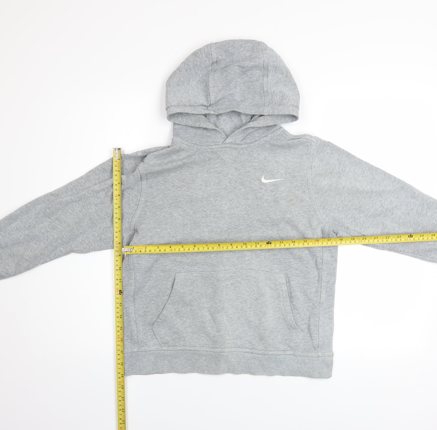 Nike Boys Grey Pullover Hoodie 12-13 Years Fleece Regular Fit