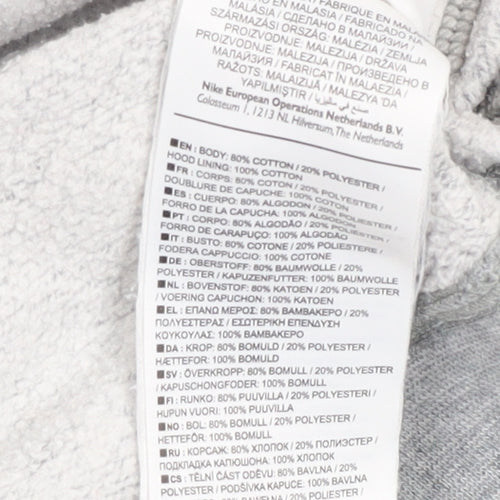 Nike Boys Grey Pullover Hoodie 12-13 Years Fleece Regular Fit