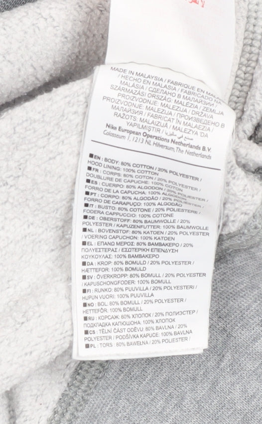 Nike Boys Grey Pullover Hoodie 12-13 Years Fleece Regular Fit