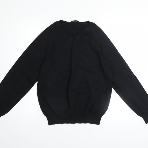 Burton Men's Black V-Neck Cotton Knit Pullover Jumper Size S