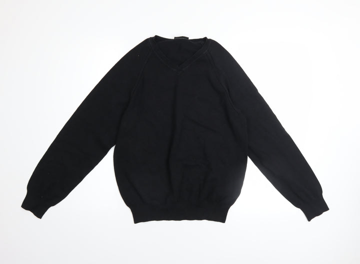Burton Men's Black V-Neck Cotton Knit Pullover Jumper Size S
