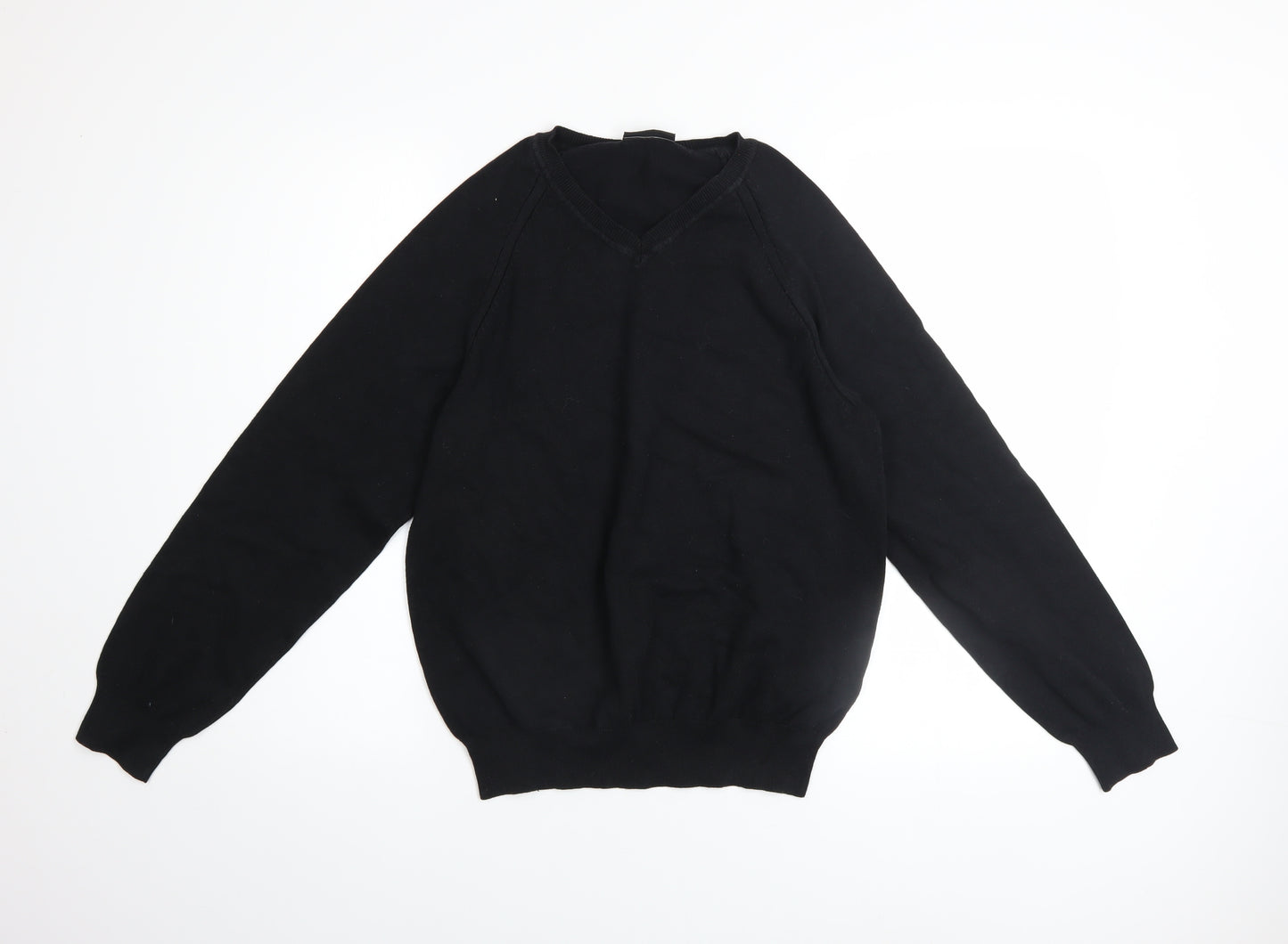 Burton Men's Black V-Neck Cotton Knit Pullover Jumper Size S